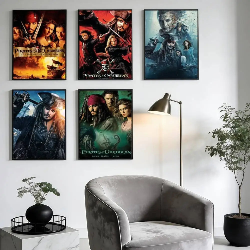 Pirates of the Caribbean Retro Canvas Wall Art Print | Unframed