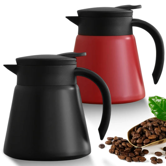 Thermal Coffee Carafe Tea Pot - 304 Stainless Steel Double Wall Vacuum Insulated, Hot & Cold Retention, Cool Touch Handle Peaceful Pleasures Health and Wellness