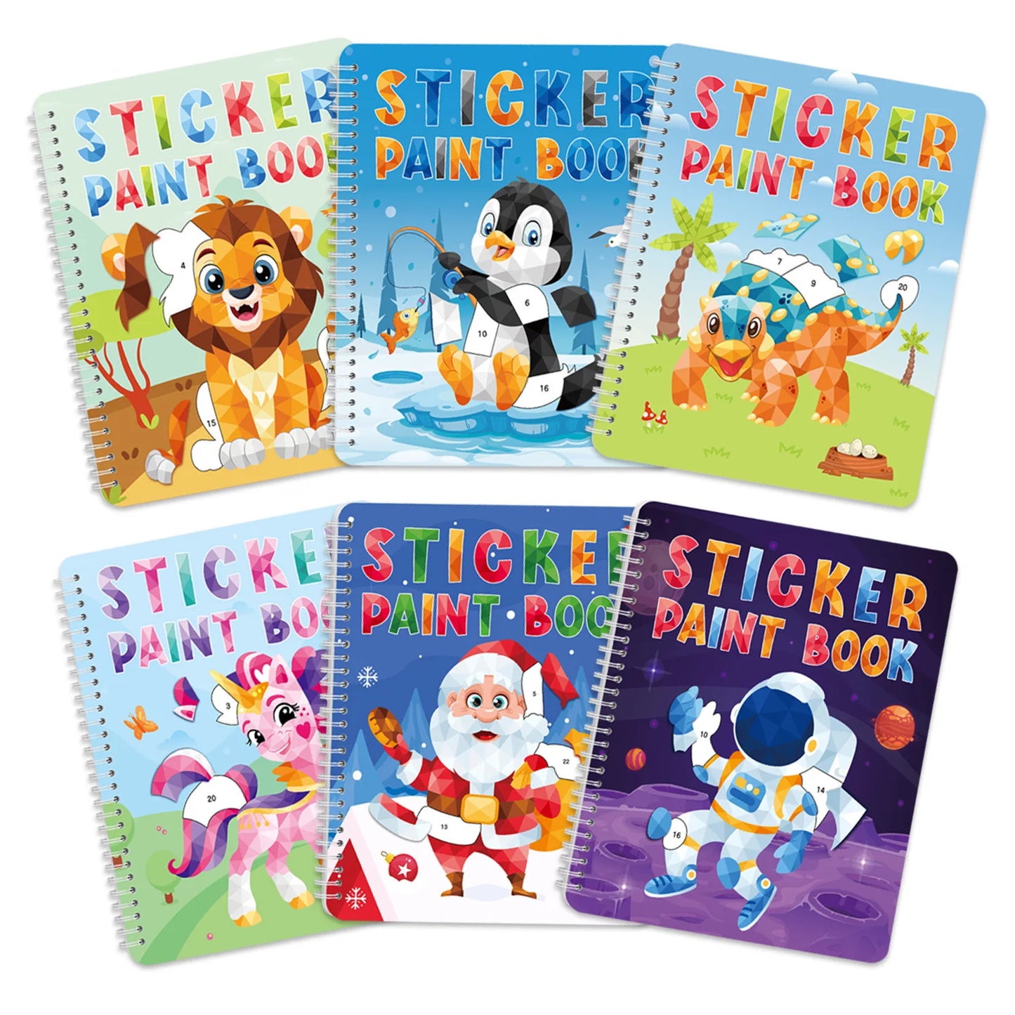 Bview Art Kids DIY Sticker Book Cartoon Animals Dinosaurs Ocean World