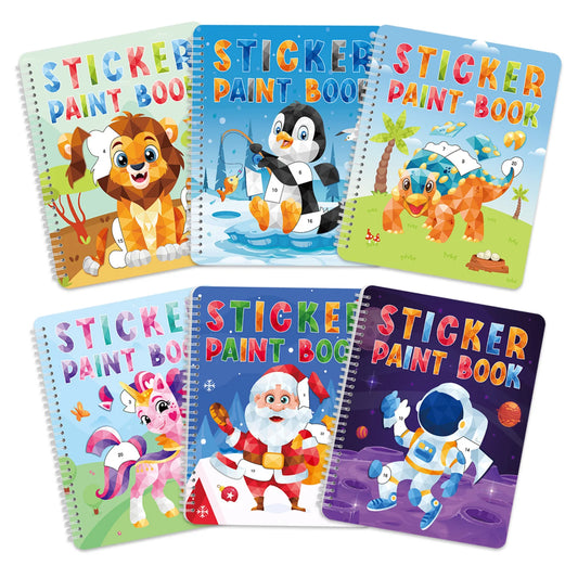 Bview Art Kids DIY Sticker Book Cartoon Animals Dinosaurs Ocean World Peaceful Pleasures Health and Wellness