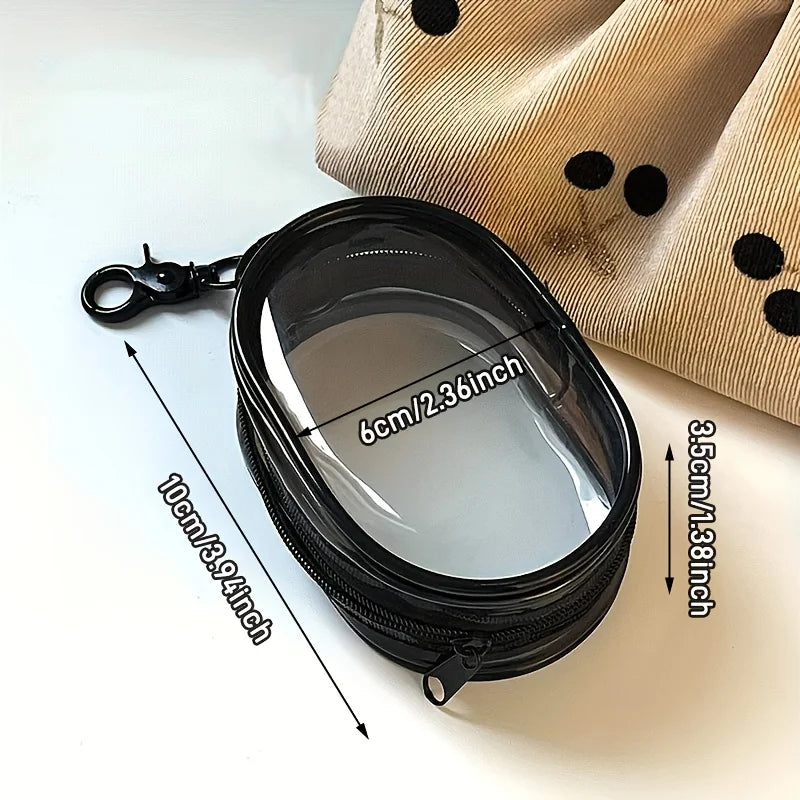1/2pcs Portable Mini Clear Zipper Storage Bag Space-Saving Organizer for Earphones Chargers Versatile with Handy Keychain Loop Peaceful Pleasures Health and Wellness