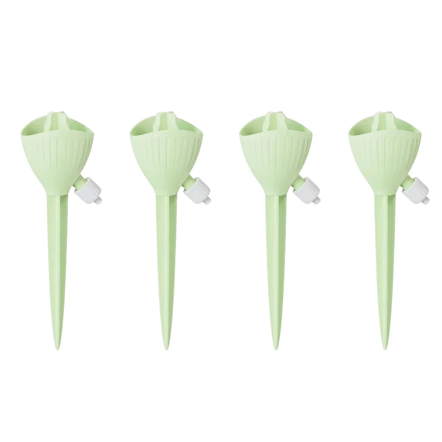 4-Pack Adjustable Self Watering Drip Irrigation System for Plants Drip Irrigation Dripper Peaceful Pleasures Health and Wellness 4Pcs Green