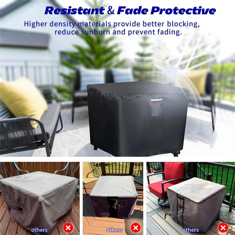 A36T-Fire Pit Cover - Waterproof 420D Square Fire Table Cover For 28-30 Inch Patio Propane Firepit Peaceful Pleasures Health and Wellness