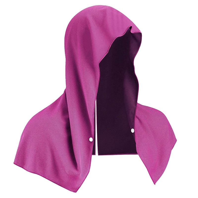 Outdoor Sports Sun Protection and Cooling Towel Gym Beach Camping U-shaped Cooling Hoodie Headscarf Quick-drying Towel Peaceful Pleasures Health and Wellness Rose red