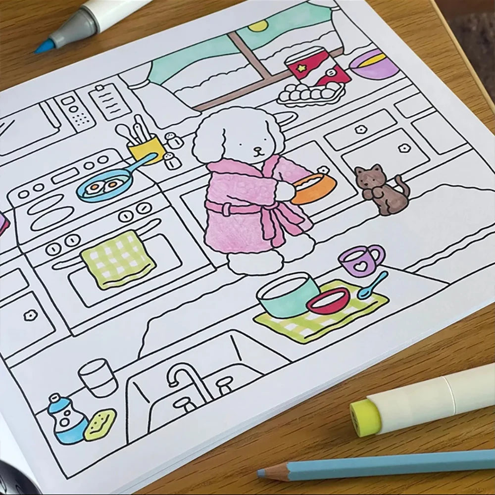 Coloring Book DIY Hand Drawn Adult Decompression Self-healing Drawing