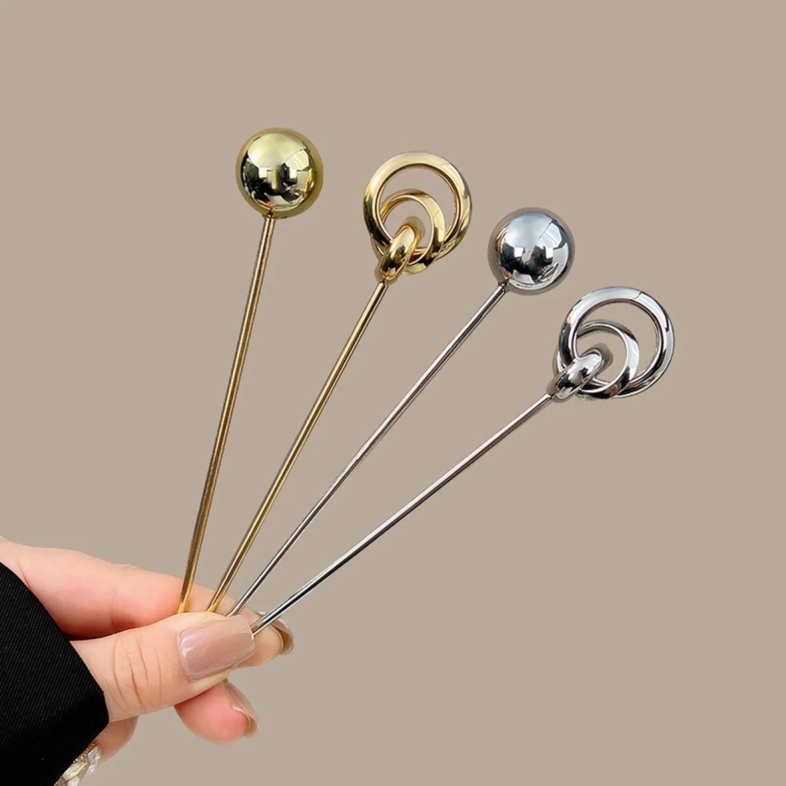 Metal Hairpin with Geometric Sphere Design for Women Durable and Stylish Alloy Hair Accessory Peaceful Pleasures Health and Wellness