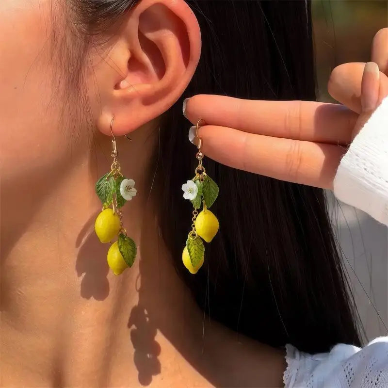 Bohemian Lemon Tassel Drop Earrings | Summer Beach Jewelry