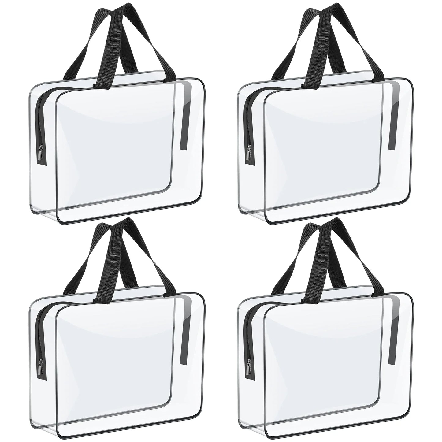 Clear PVC Organizer Bags 4/6 Pcs – Waterproof Zipper Storage