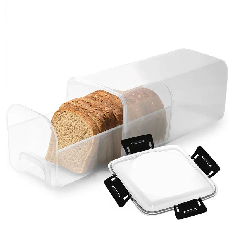 Clear Airtight Bread Box with Drawer Tray & Lid – Bread Loaf Storage Container