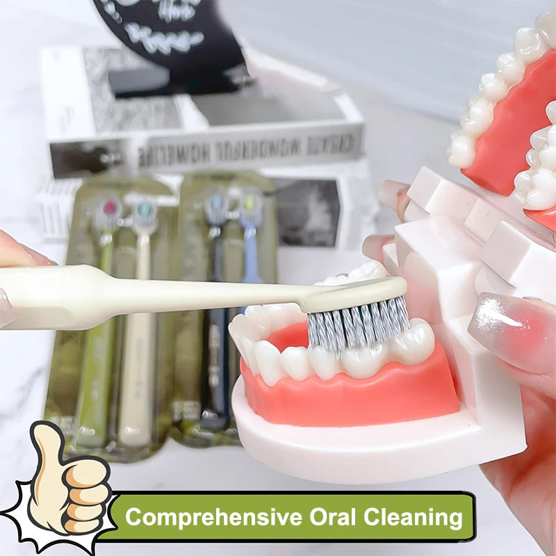 2Pcs Mouth Clean Toothbrush Ultra-Fine Soft Hard Bristle Toothbrush Deep Cleaning For Adults Whitening Teeth Peaceful Pleasures Health and Wellness