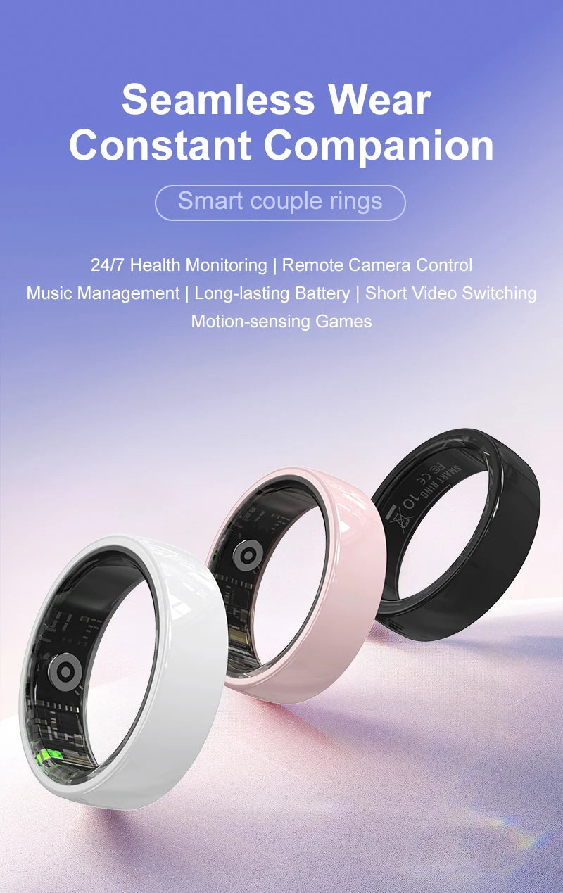 R12 Smart Ring with Charging Case Women Men Gesture Control Heart Rate Sleep Monitor SmartRing 5ATM Waterproof For Android IOS Peaceful Pleasures Health and Wellness