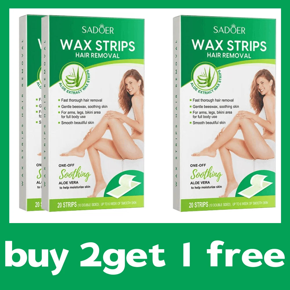 Natural Aloe Wax Hair Removal Strips – Face, Lip & Body Kit