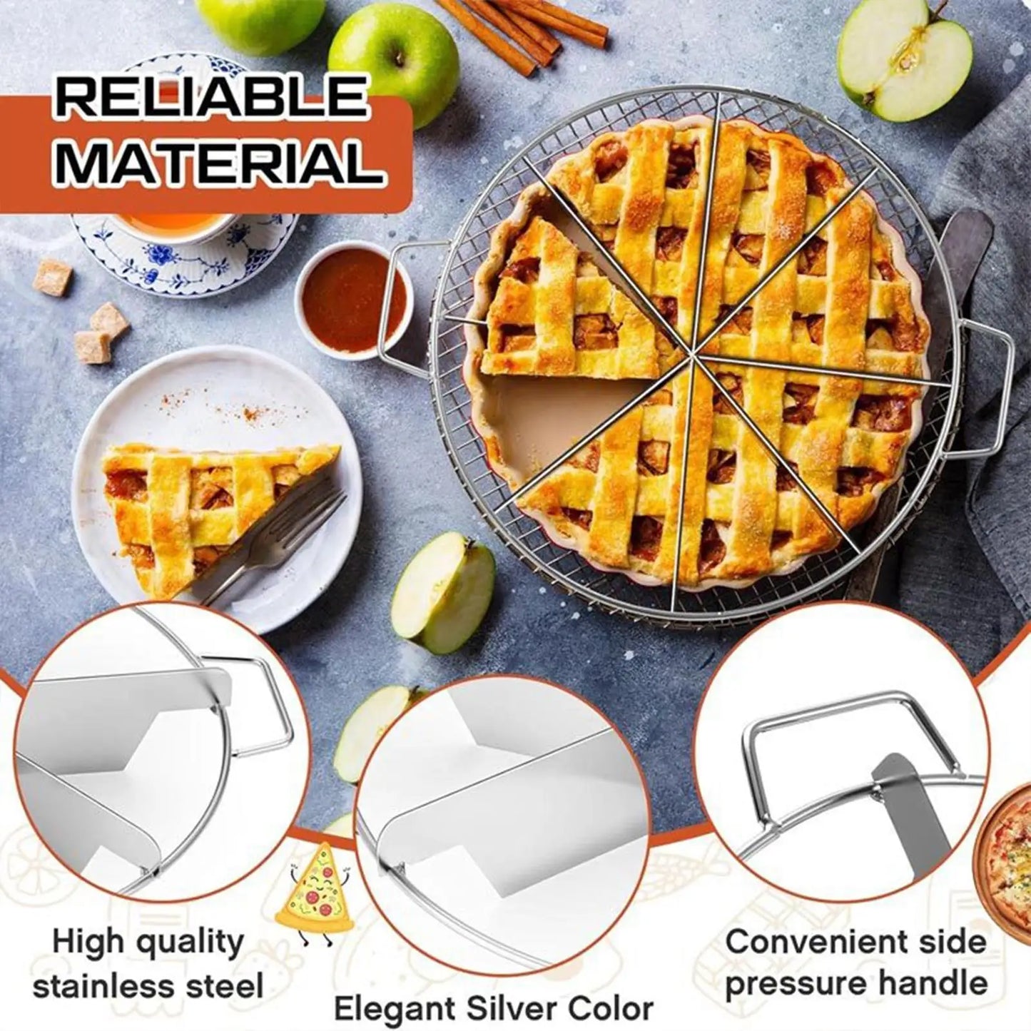 Stainless Steel Cake Slicer & Pie Divider – 6, 7 or 8 Slices