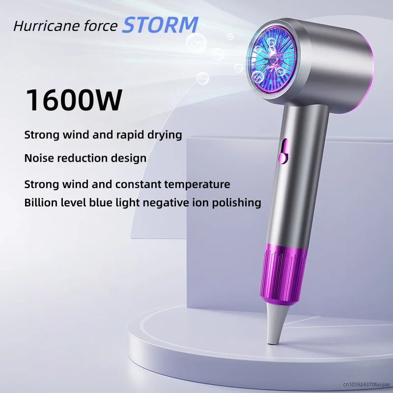 2026 New High Wind Hair Dryer 25 Second Fast Drying Silent Blue Light Negative Ion Hair Care Home Hair Dryer Peaceful Pleasures Health and Wellness Grey UK