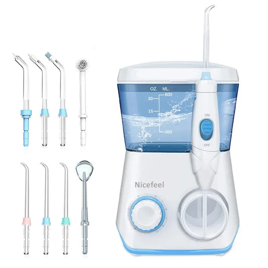 600ML Water Flosser Oral Irrigator | 8 Tips & 10 Pressures Electric Oral Irrigator Peaceful Pleasures Health and Wellness White