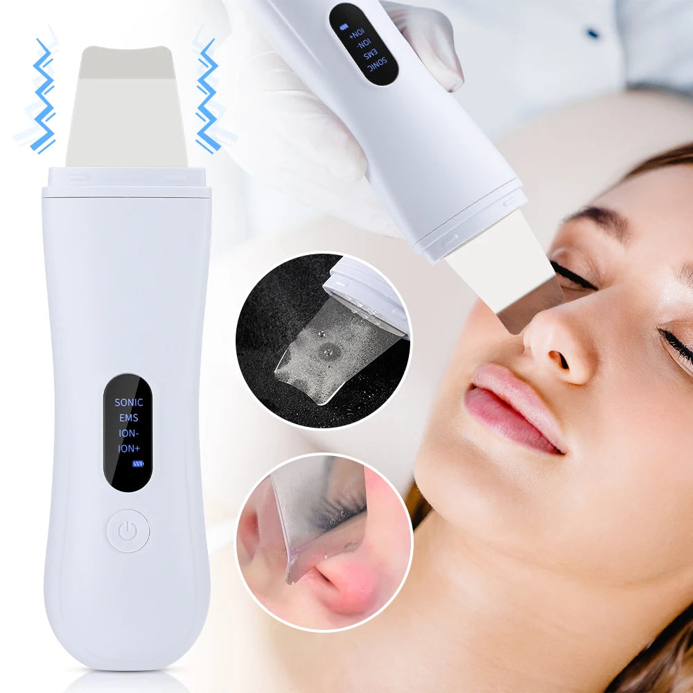 Ultrasonic Skin Scrubber Skin Spatula Ion Deep Face Cleaning 4 Modes Facial Lifting Ultrasonic Cleaner Peeling Skin Care Device Peaceful Pleasures Health and Wellness