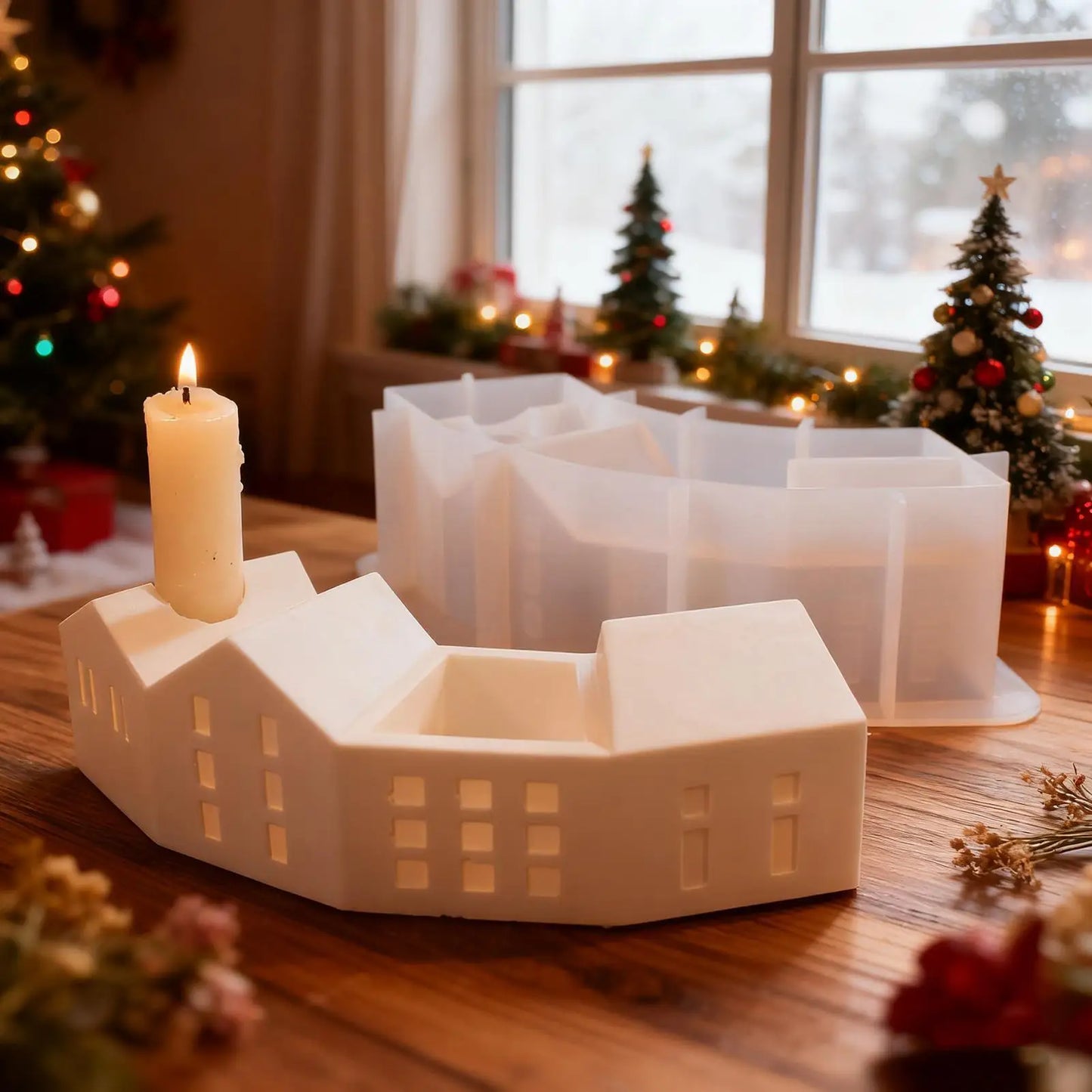 Home Resin Casting Mold Easy Release Smooth Craft Silicone Resin Mold for Family Enthusiast Home Indoor Candle Soap Holiday Peaceful Pleasures Health and Wellness