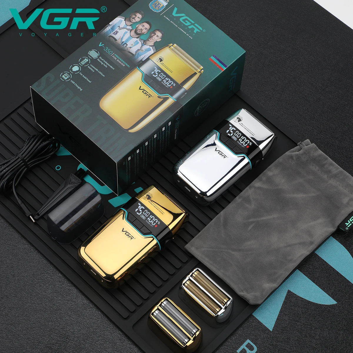 VGR 350 Men's Shaver Convenient Shaver Intelligent Digital Hair Trimming Deep Cleaning Shaver Metal Body Electric Whitening Devi Peaceful Pleasures Health and Wellness