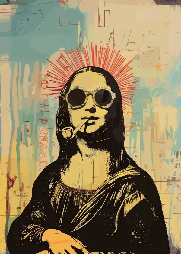 Watercolor Canvas Painting Graffiti Funny Posters Wall Art Picture Living Room Home Decor Gifts Interesting Mona Lisa Creative Peaceful Pleasures Health and Wellness T80360-02 50x70cm Unframed