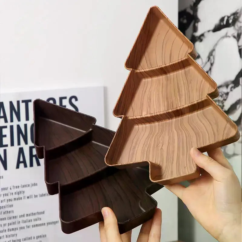 Christmas Tree Snack Plate 3-Compartment | Festive Serving Tray