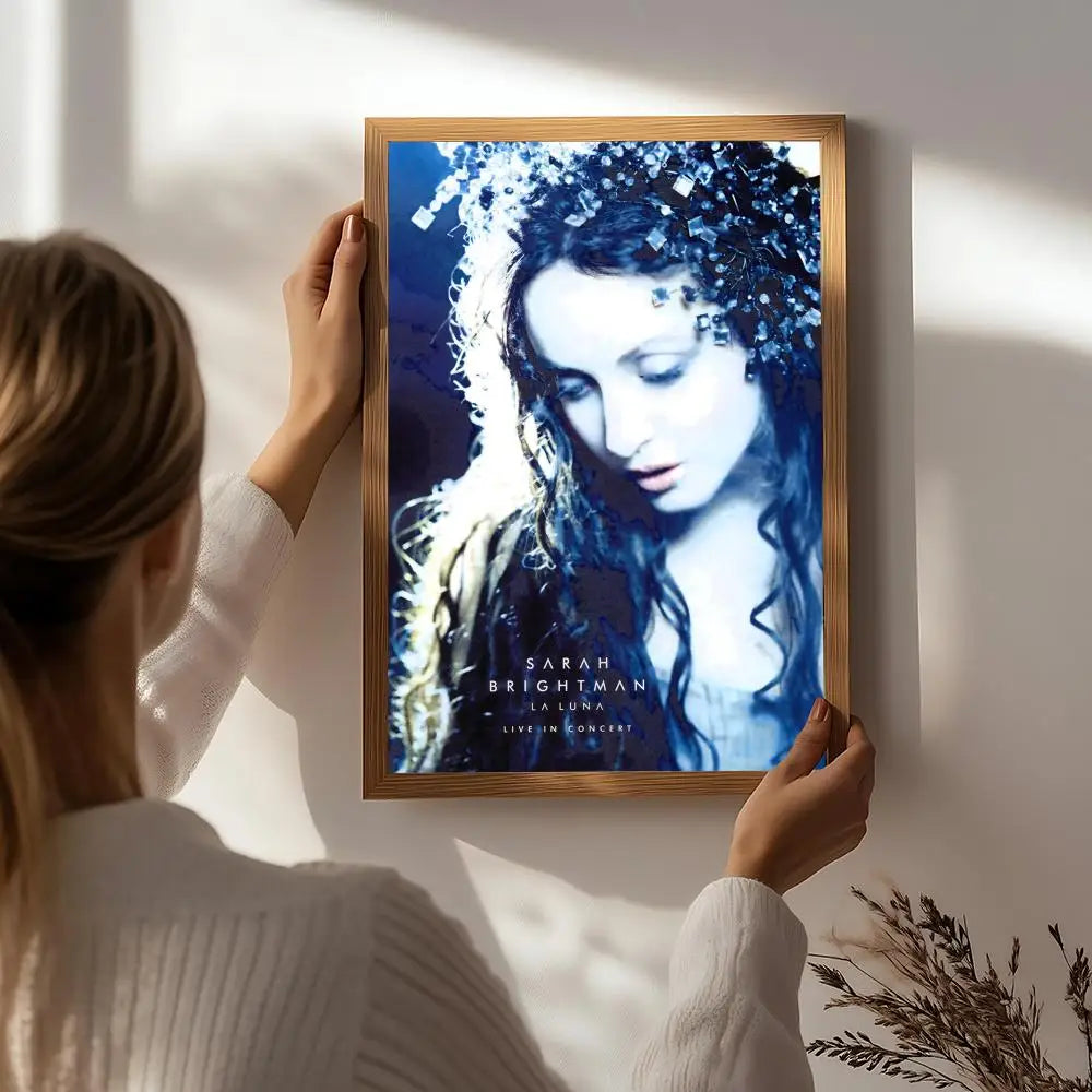 Singer S-Sarah Brightman Poster HD Self Adhesive Waterproof Wall Art Ideal for Home Office Dorm Bedroom Great Gift Peaceful Pleasures Health and Wellness White2 15X20cmNoframe