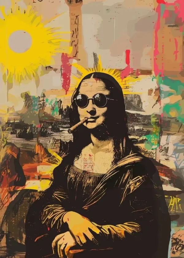 Watercolor Canvas Painting Graffiti Funny Posters Wall Art Picture Living Room Home Decor Gifts Interesting Mona Lisa Creative Peaceful Pleasures Health and Wellness T80360-06 50x70cm Unframed