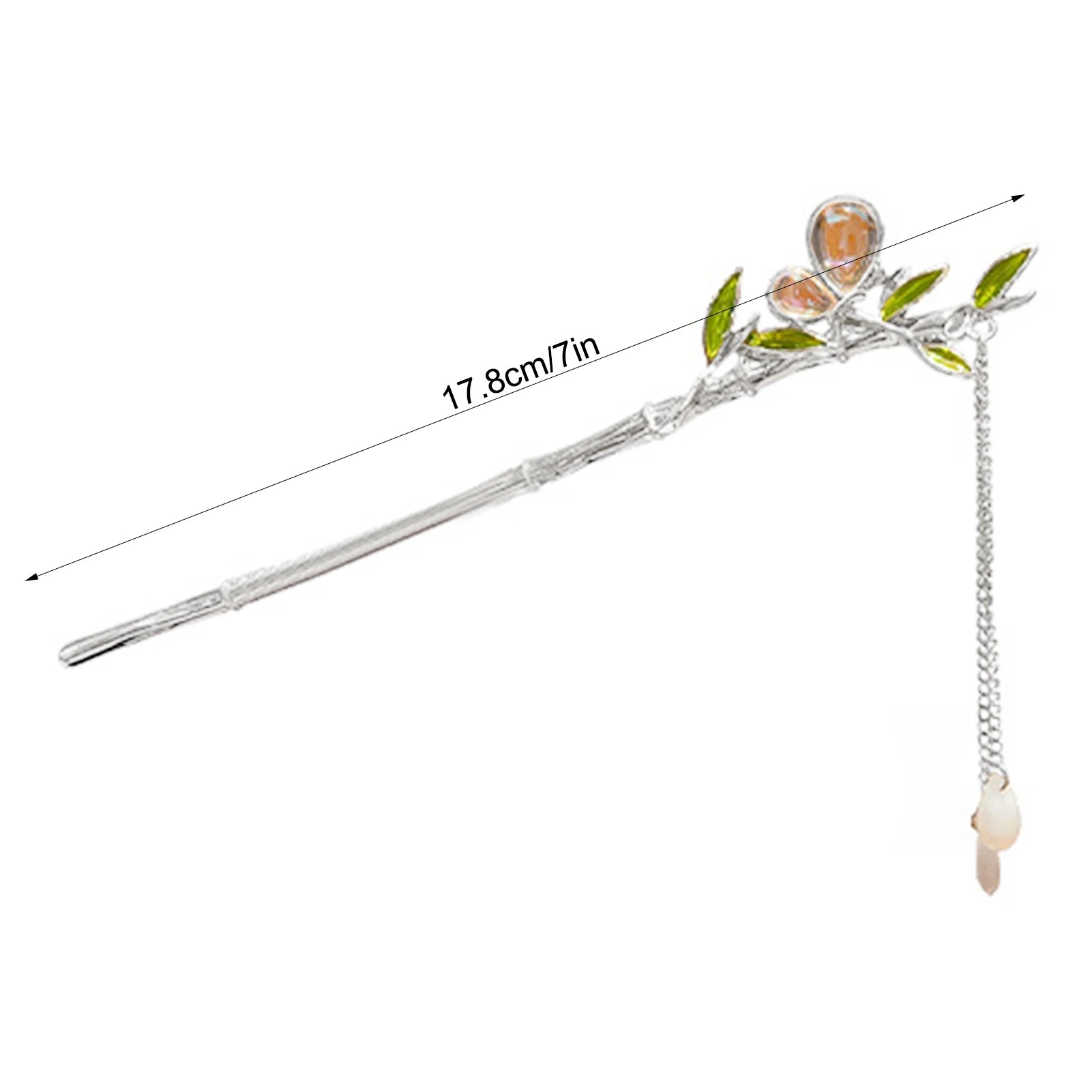 Green Bamboo Cat-Eye Tassel Hairpin For Hanfu And Ancient Style Dressing Peaceful Pleasures Health and Wellness