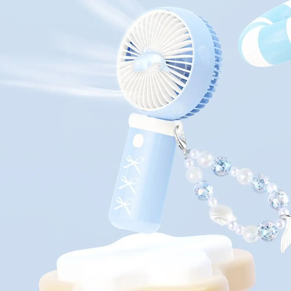 3-Speed USB Rechargeable Handheld Mini Fan with Bead Chain