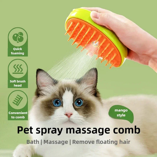 3-in-1 Electric Steam Pet Brush – Cat & Dog Grooming Comb Pet Grooming Brush Oasis Select