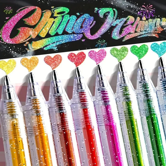 1 Set of 12 Color-Changing Glitter Pens, Liquid Sand, Sparkling Little Stars Gel Pens, Aurora Shiny Pens, Highlighter Pens for Journaling and Drawing Peaceful Pleasures Health and Wellness