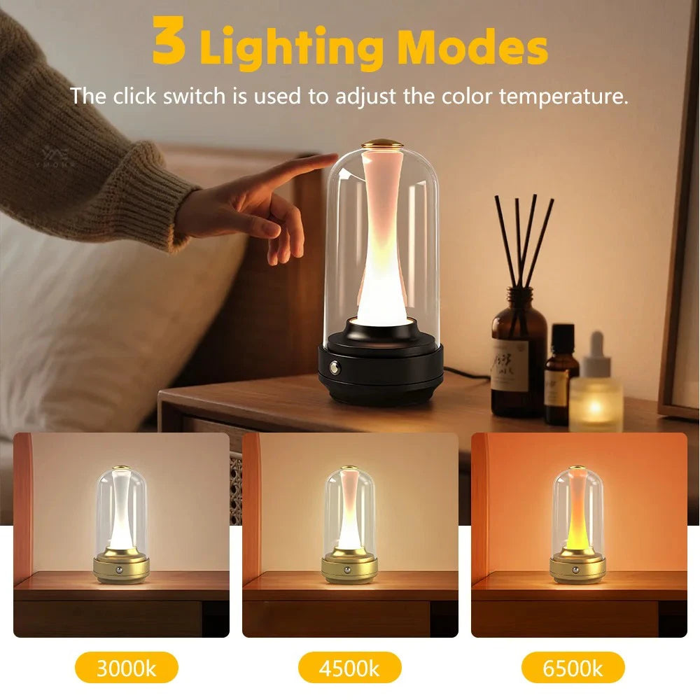 Dimmable Candle Room Lamp Rechargeable Touch Waterproof Reading Mood Light For Home Bedside Bar Desk Outdoor Mushroom Lamp Peaceful Pleasures Health and Wellness