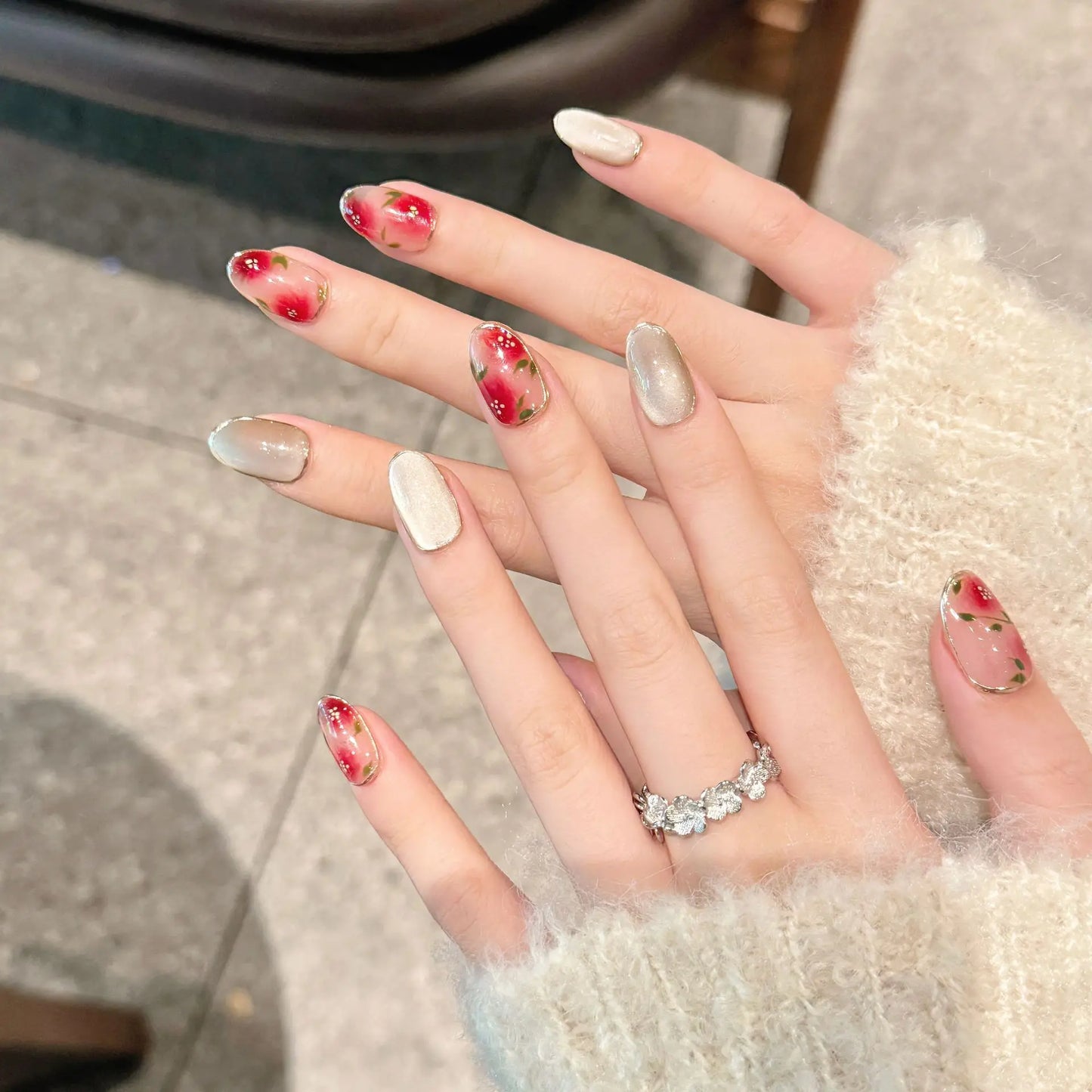 Handmade Press on Nails Sweet Cherry Pink Blush Style Fake Nail Tips for Girl Wearable Spring Ins Fresh Korean Cute False Nails Peaceful Pleasures Health and Wellness