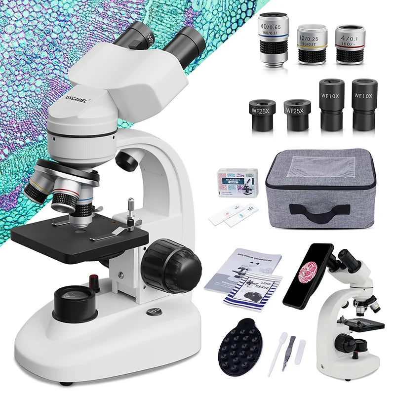 Binocular Children's Microscope Scientific Experiment Breeding High Definition 40-1000X Electron Microscope Peaceful Pleasures Health and Wellness 1000X