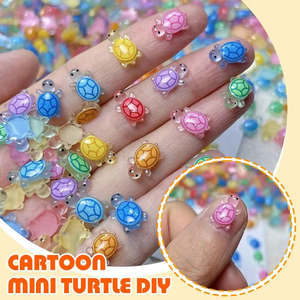 100Pcs Mixed Resin Turtle Nail Art Rhinestones Peaceful Pleasures Health and Wellness