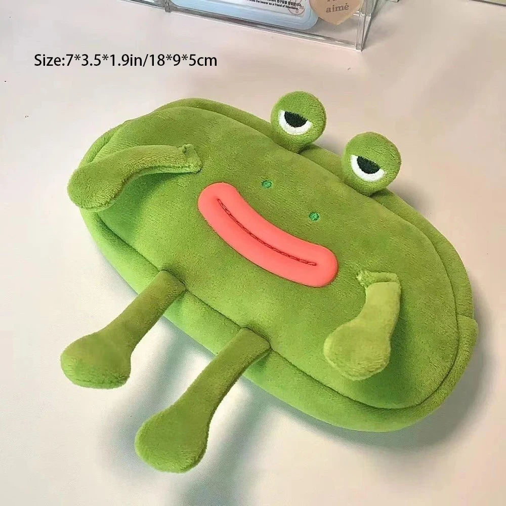 Funny Big Mouth Frog Plush Pen Bag Ins Cute Large Capacity Stationery