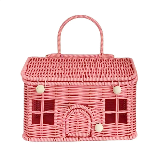 House-Shaped Wicker Storage Basket with Lid & Handle | Rattan Decorative Storage Basket Peaceful Pleasures Health and Wellness