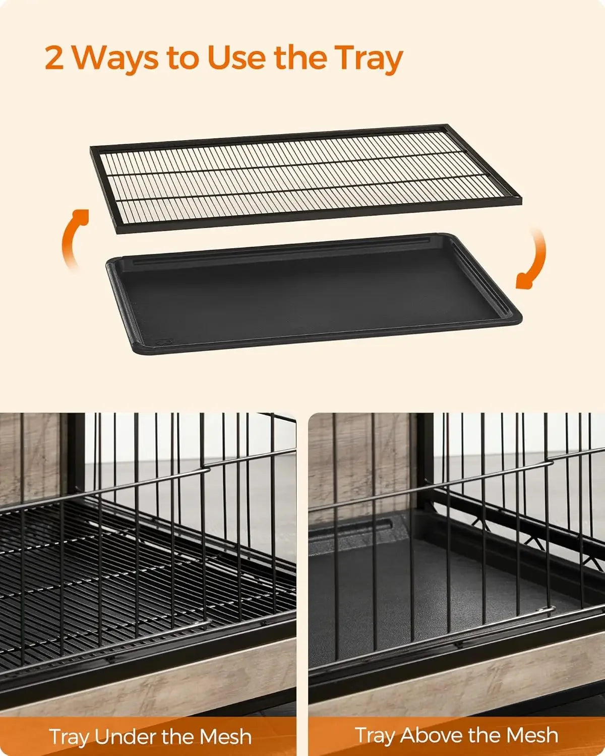 38.6" Indoor Dog Crate Furniture, XL Pet Kennel for Large Medium Dogs up to 70 lb with Removable Tray and Double Doors Peaceful Pleasures Health and Wellness