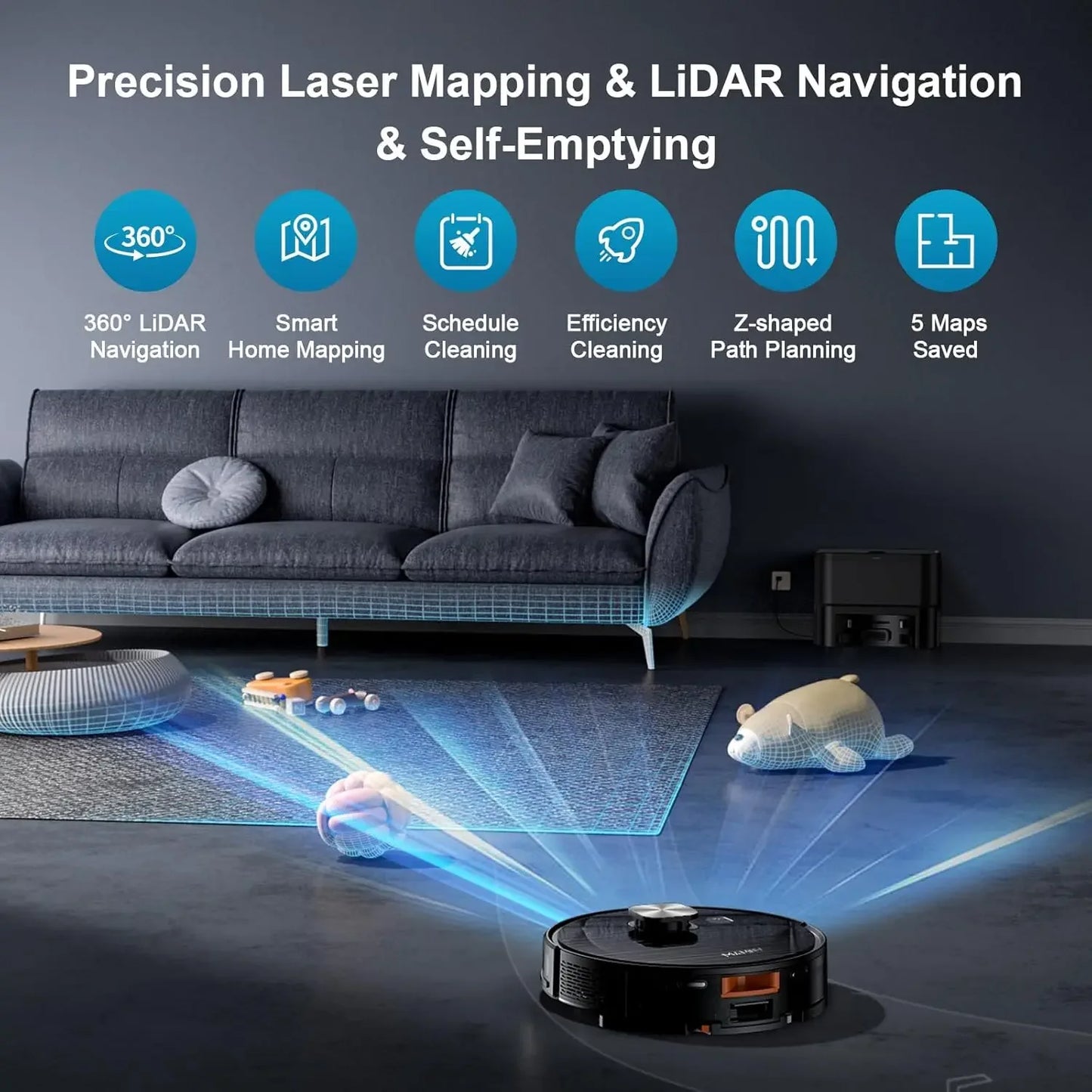 Self-Emptying Robot Vacuum & Mop – 11500Pa, 70-Day, LiDAR Peaceful Pleasures Health and Wellness