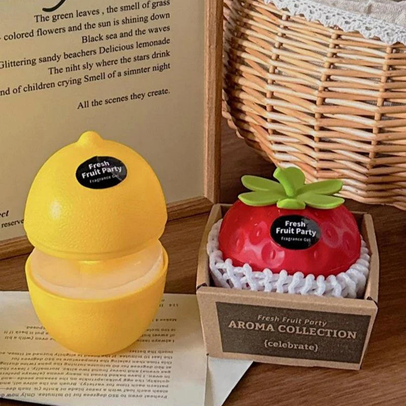 Fruit Shaped Car-mounted Solid Balm Creative Cute Strawberry Apple Home Decor Solid Balm Refreshing Bathroom Toilet Deodorant Peaceful Pleasures Health and Wellness