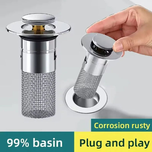 Stainless Steel Press Sink Drain Plug – Odor Proof Universal Fit Sink Drain Plug Peaceful Pleasures Health and Wellness