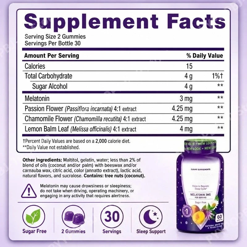 Sleep Gummies – Melatonin 3mg, Chamomile & Lemon Balm | 60ct