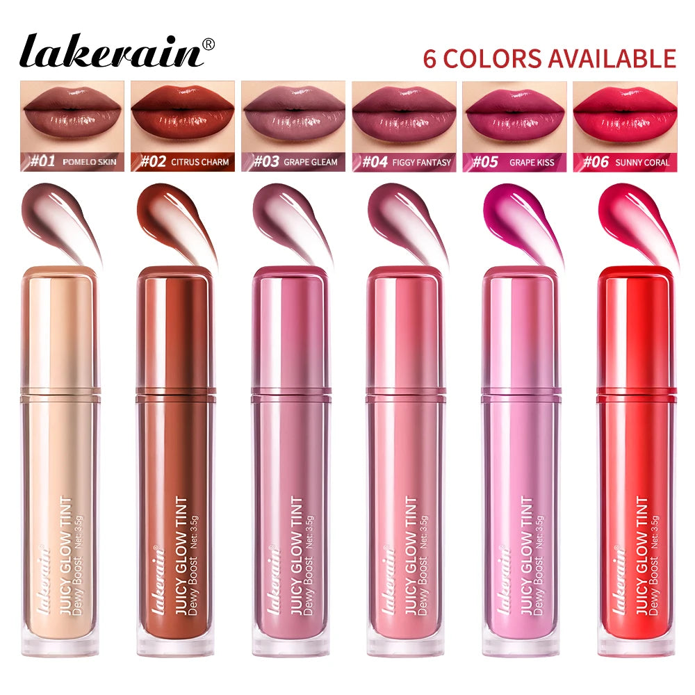 Lakerain Juicy Glow Tint Long-Lasting Mirror Shine Smooth Radiant Lip Tint Deep Moisturizing Brightening Juicy Glow Lipstick Peaceful Pleasures Health and Wellness