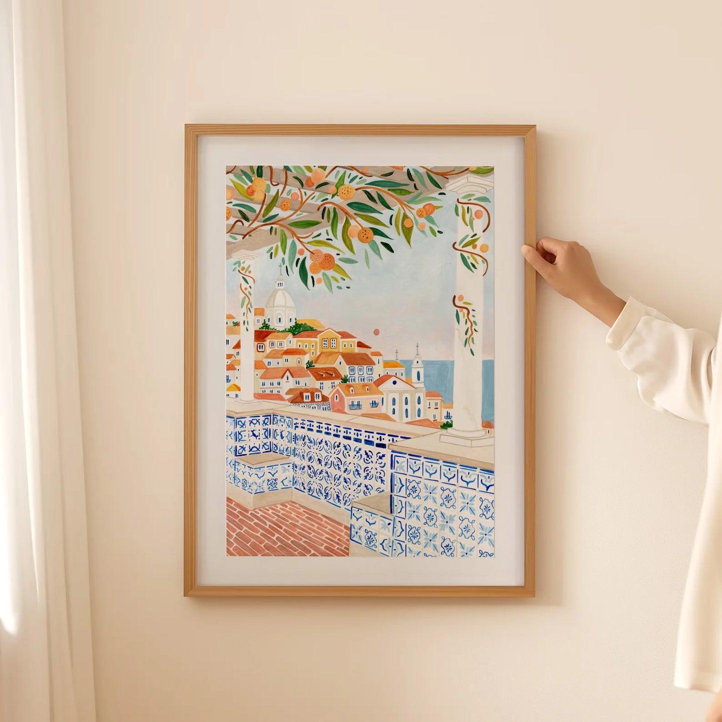 Lisbon Poster, Portugal Art Print, Kitchen Wall Art, Portuguese Tile, Hand Painted, Travel, New Home, Housewarming Gift, Quirky Peaceful Pleasures Health and Wellness