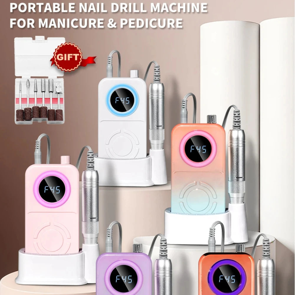 45000 RPM Rechargeable Electric Nail Drill | Pro Manicure Machine