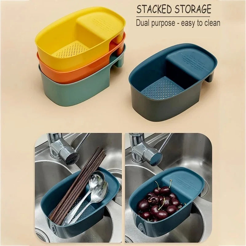 1pc-2pcs Collapsible Colander Kitchen Accessories Extendable Strainer Fruits Vegetables Noodle Drain Basket Drainer Over Sink Peaceful Pleasures Health and Wellness