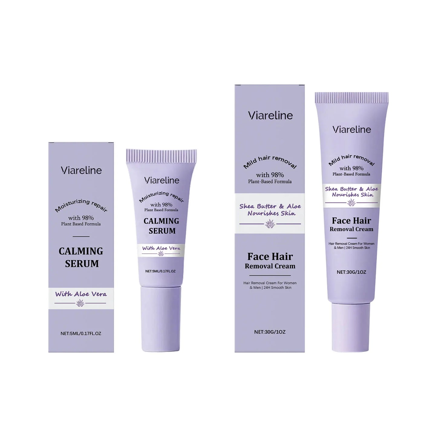 Viareline Face Hair Removal Cream & Calming Serum | 30g+5ml