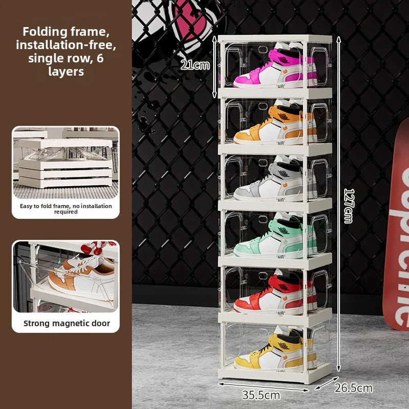 Upgraded Multi-Tier Clear Shoe Rack Heavy-Duty Unified Cabinet Large Capacity Transparent Dust-Proof Organizer for Home Entryway Peaceful Pleasures Health and Wellness Single 6 Transparent