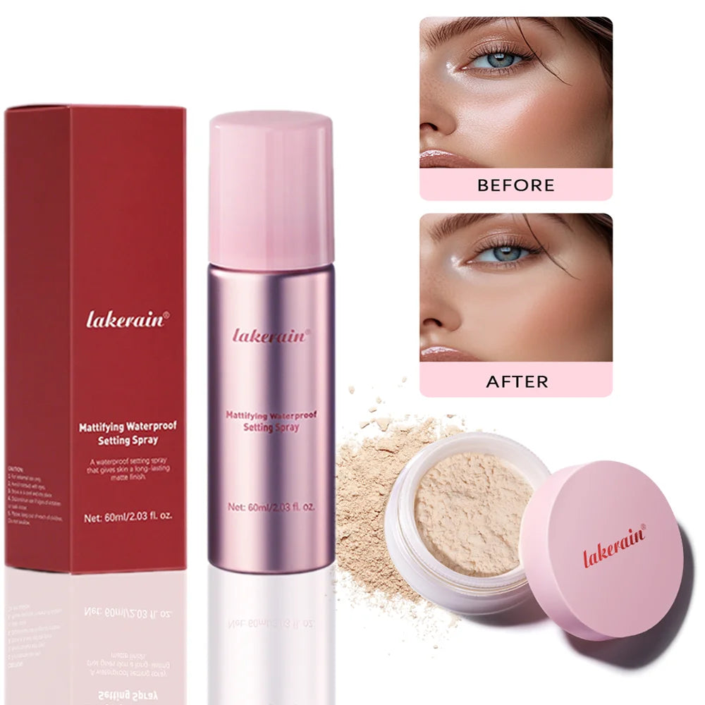 Matte Setting Powder & Spray Set – Oil Control, Waterproof Makeup Setting Kit Peaceful Pleasures Health and Wellness