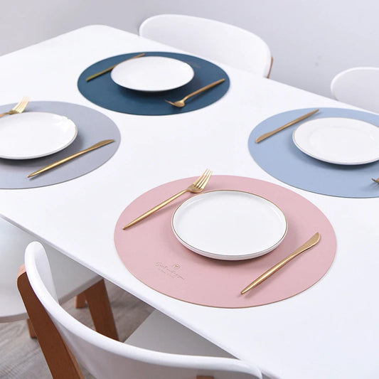 2/4/6PCFaux Leather Placemats Round Place Mats for Kitchen Dining Patio Table,Non-Slip,Heat Resistant,Washable Peaceful Pleasures Health and Wellness