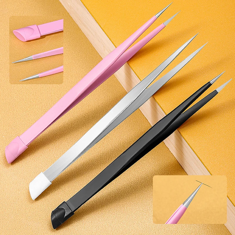 Nail Art Tweezers Silicone Tip – Rhinestone & 3D Sticker Picker